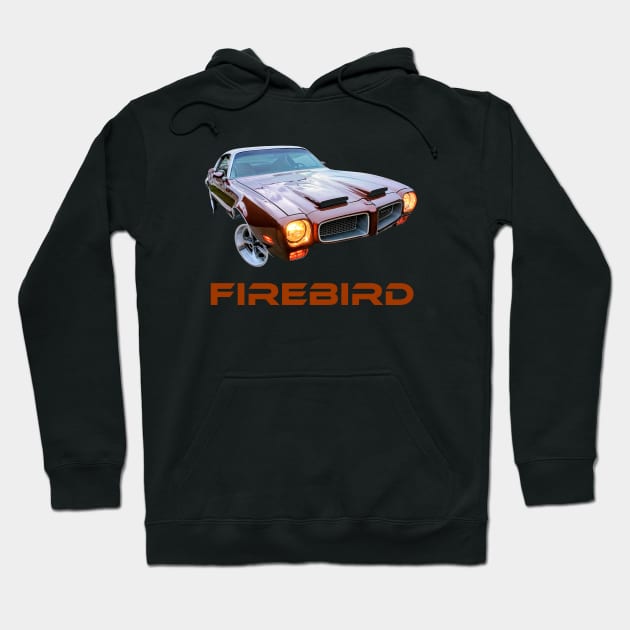 1971 Firebird - Castilian Bronze - Fire font Hoodie by MotorPix